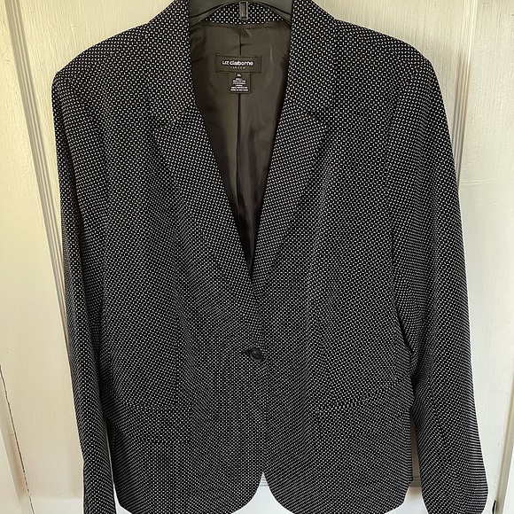 Liz Claiborne size XL navy blue jacket with small white squares,only worn once - Picture 1 of 2